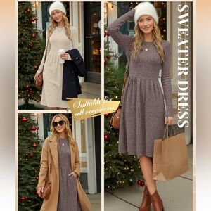Riyiper 2 Pack Women's Long Sleeve Sweater Dress Ribbed NEW IN BOX